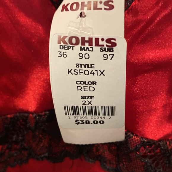 Lilac & London Ladies Silky‎ Pajama Set.  Red w/Black Lace.  Size 2X. NWT - Picture 6 of 7